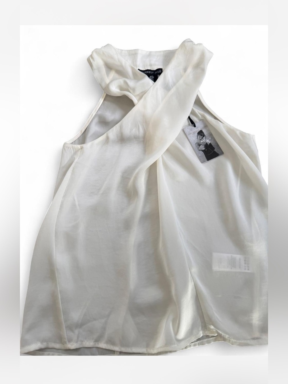 Sincerely Jules White Criss-Cross Sleeveless Blouse Size Small